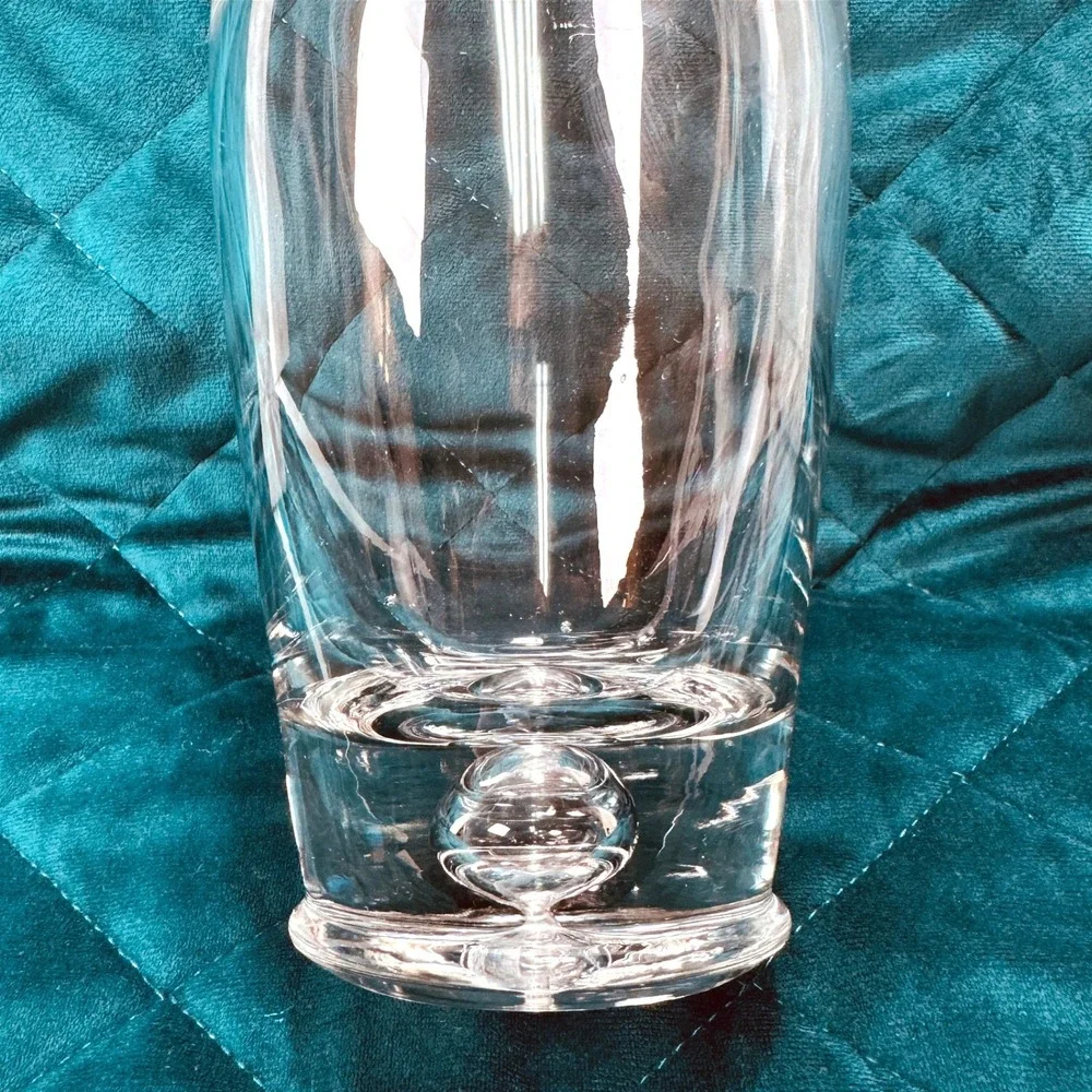 Vtg.‎ Heavy Art Glass Crystal Clear Vase Controlled Bubble Base MCM Flare Blown